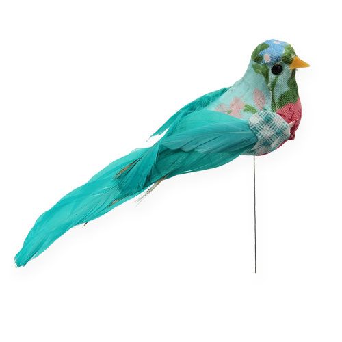 Floristik24 Pássaro decorativo em fio turquesa 13 cm 2 unidades