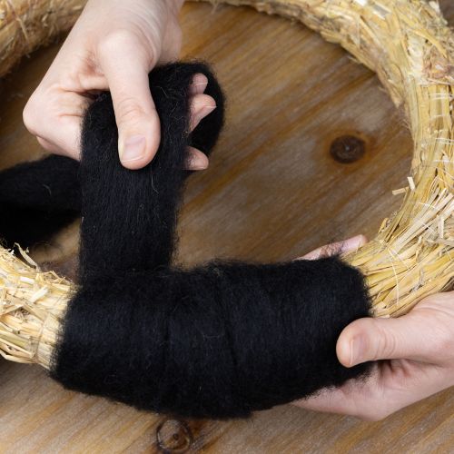 Itens Lã decorativa, cordão de lã, lã feltrada para artesanato criativo e floricultura, 2m, preta