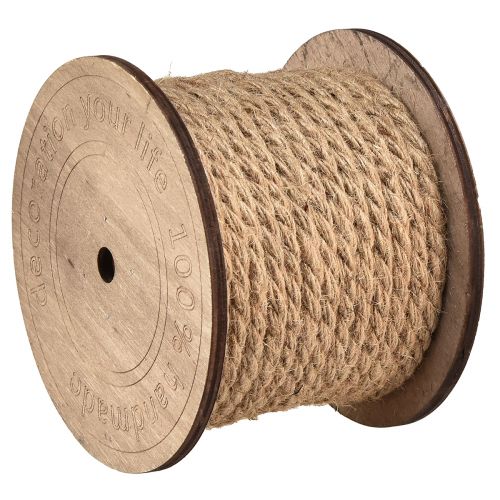 Itens Cordão grosso de juta em carretel de madeira decorativo Ø6mm 18m