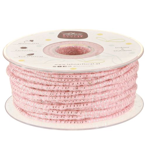Floristik24 Fio de pavio Glamour Rosa/Prata com arame 33m