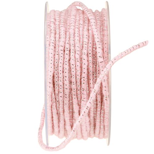 Itens Fio de pavio Glamour Rosa/Prata com arame 33m