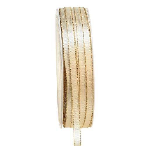 Floristik24 Fita dupla de cetim para joias em ouro creme W6mm L50m