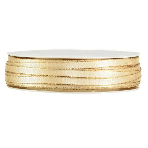 Floristik24 Fita dupla de cetim para joias em ouro creme W6mm L50m