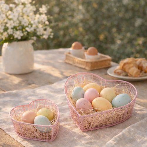 Itens Cestos de arame em formato de coração, para decoração e organização, 20 cm, conjunto de 4.