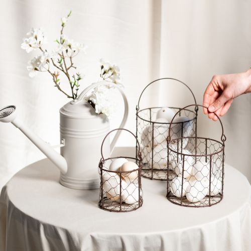 Itens Conjunto de cestos de arame, ideal para decoração ou para uso no jardim, 25 cm, 1 conjunto.