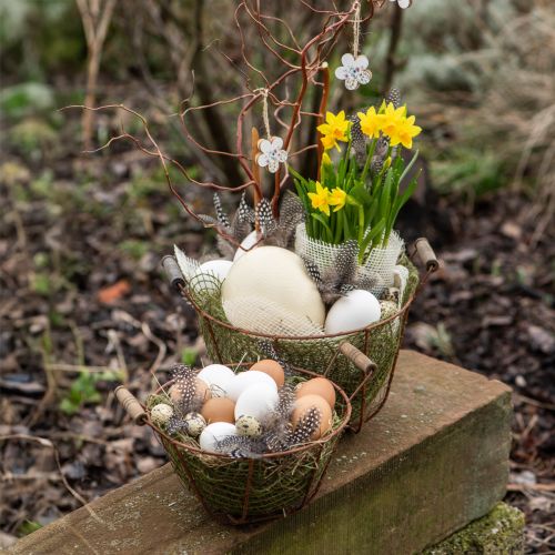 Itens Cesta de arame cesta de metal com alça madeira decoração ferrugem Ø18cm