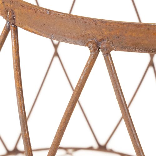 Itens Cesto oval de arame com alça, decoração de jardim, acabamento enferrujado, 30/25 cm, conjunto de 2