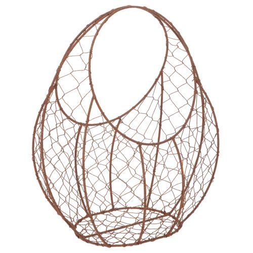 Cesto de arame, floreira de metal, decoração de primavera, cesto de Páscoa, marrom, acabamento enferrujado, 34 cm de altura x 30 cm de largura. comprar | Floristik24.pt