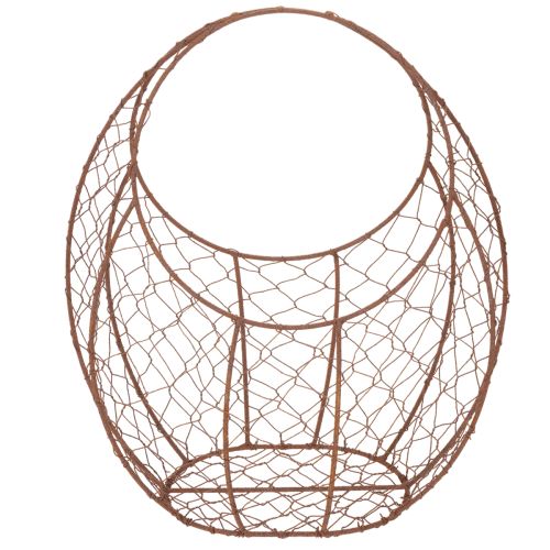 Cesto de arame, floreira de metal, decoração de primavera, cesto de Páscoa, marrom, acabamento enferrujado, 34 cm de altura x 30 cm de largura. | Floristik24.pt