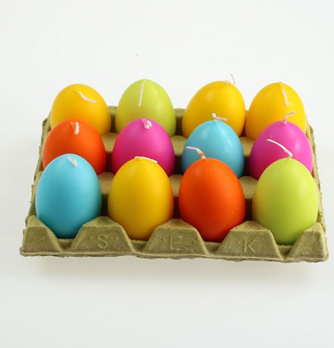 Velas de ovo de Páscoa de 6 cm multicoloridas sortidas 12 unidades | Floristik24.pt