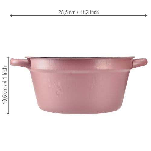 Itens Balde com alças, floreira de metal, rosa, Ø22,5 cm, A10,5 cm