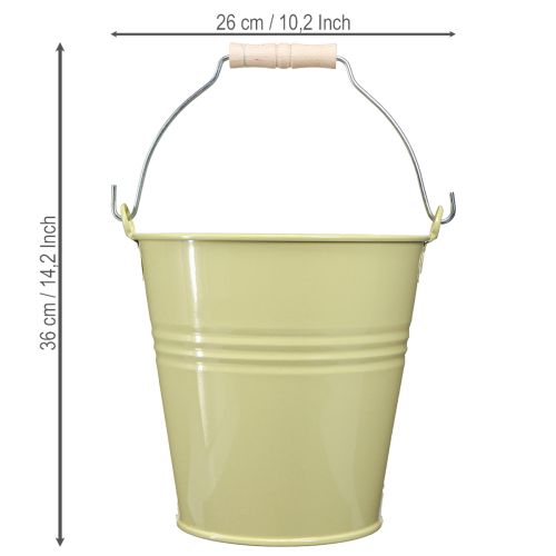Itens Balde/vaso de metal em amarelo-esverdeado, 26x22,5x23cm, 6 litros