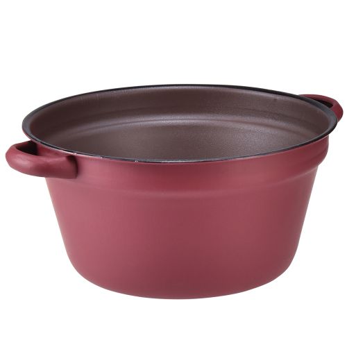 Itens Balde com alças cuba decorativa de metal para plantio vermelho Ø20,5cm Alt.10,5cm