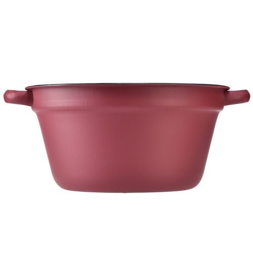 Itens Balde com alças cuba decorativa de metal para plantio vermelho Ø20,5cm Alt.10,5cm