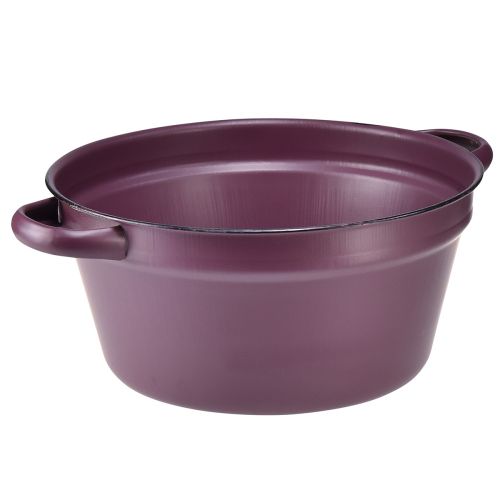 Floristik24 Balde com alças bandeja para plantas metal roxo Ø22,5cm Alt.10,5cm