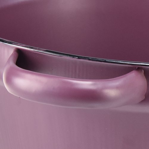 Itens Balde com alças bandeja para plantas metal roxo Ø22,5cm Alt.10,5cm