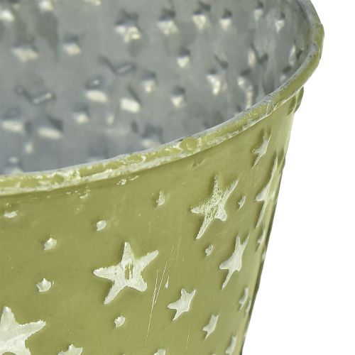Itens Floreira Verde Prateada Vaso de Metal Estrelas Ø14cm