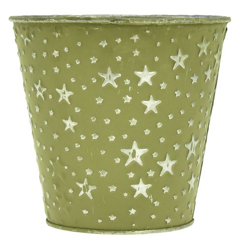 Itens Floreira Verde Prateada Vaso de Metal Estrelas Ø14cm