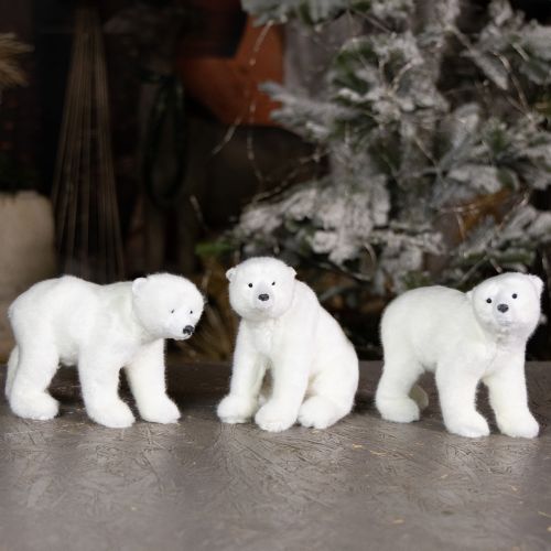 Itens Figuras decorativas de urso polar em pé e sentado, brancas, 16/20 cm, 3 unidades
