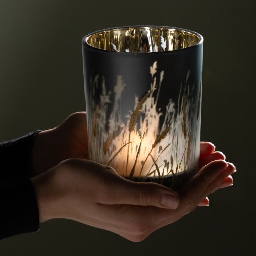 Itens Elegante lanterna decorativa com motivo de grama para dar um toque aconchegante à sua sala de estar, 12,5 cm, 2 peças.