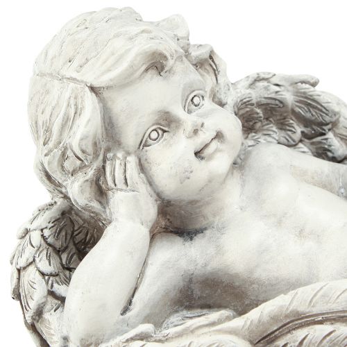 Itens Anjo deitado figura decorativa decoração de túmulo cinza poliresina 22 cm