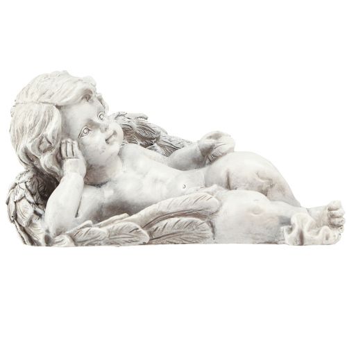Itens Anjo deitado figura decorativa decoração de túmulo cinza poliresina 22 cm