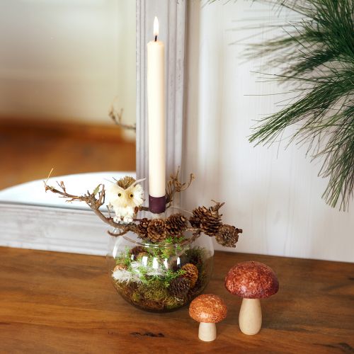 Itens Coruja decorativa flor plugues decoração de outono natural Ø4cm Alt.8cm 4 unidades