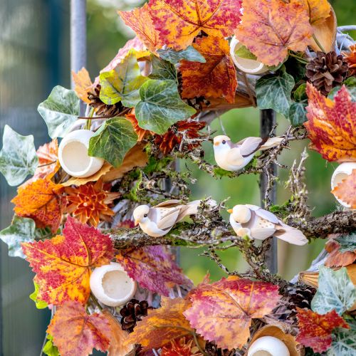 Floristik24 Pássaro de penas em arame, pássaro decorativo com penas laranja marrom 4cm 12 un