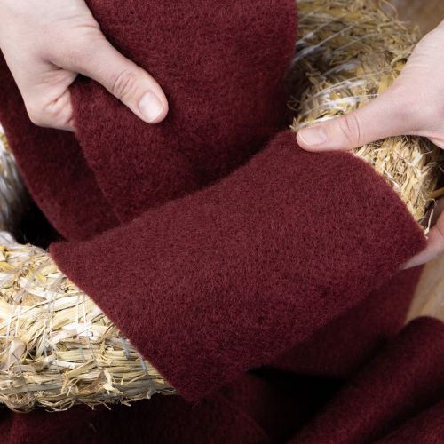 Itens Fita de feltro de lã, vermelho escuro, 15cm x 5m, para decoração e artesanato.