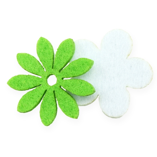 Floristik24 Flor de feltro para polvilhar verde, branco 3,5 cm 96p