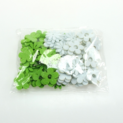 Floristik24 Flor de feltro para polvilhar verde, branco 3,5 cm 96p