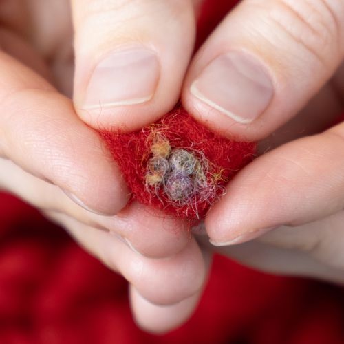 Itens Cordão de lã Mirabell macio com juta, vermelho, 25m