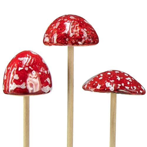 Floristik24 Cogumelos venenosos no palito, vermelhos, 4 cm, conjunto de 6 - cogumelos decorativos de jardim para decoração de outono