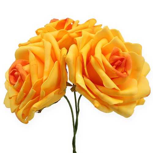 Floristik24 Rosas de espuma amarelo escuro Ø10cm 8pcs