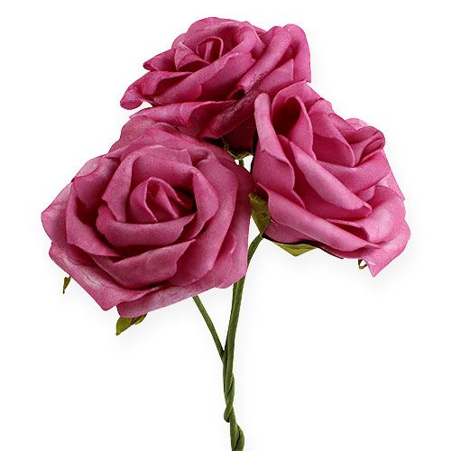 Floristik24 Rosa de espuma Ø 8cm fúcsia 18 unidades