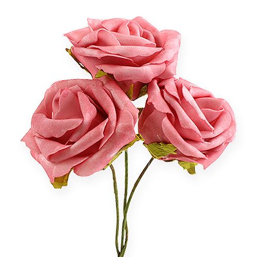Floristik24 Rosa de espuma Ø 8cm rosa 18 unidades