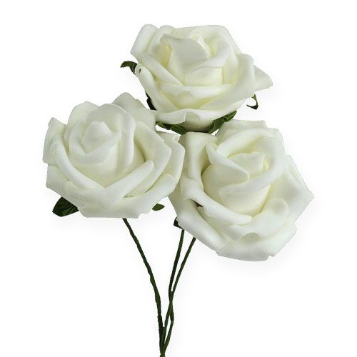 Floristik24 Rosa de espuma Ø6cm branco 27p