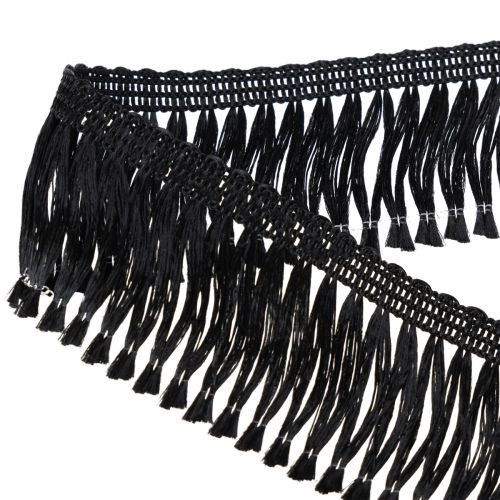 Itens Fita preta com franjas de 4 cm, cordão decorativo com franjas em lurex de 25 m