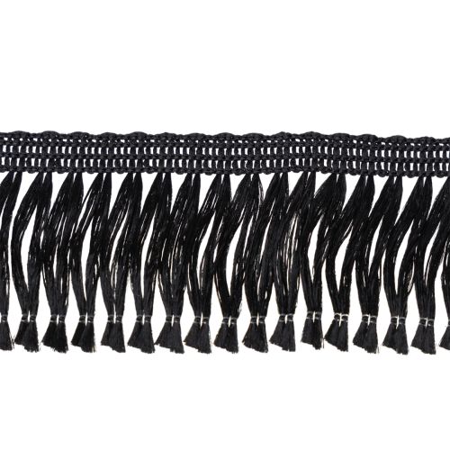 Itens Fita preta com franjas de 4 cm, cordão decorativo com franjas em lurex de 25 m