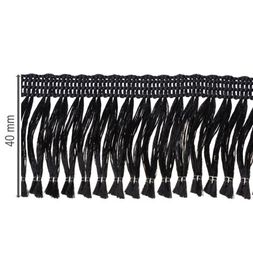 Itens Fita preta com franjas de 4 cm, cordão decorativo com franjas em lurex de 25 m