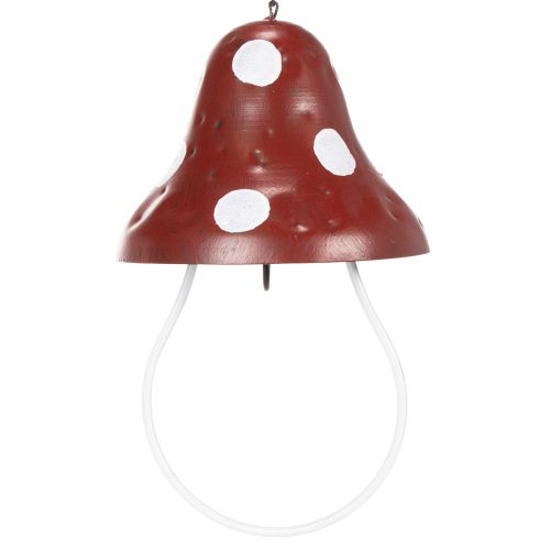Floristik24 Comedouro de metal, com desenho de amanita muscaria, para pendurar, vermelho e branco, 25,5 cm