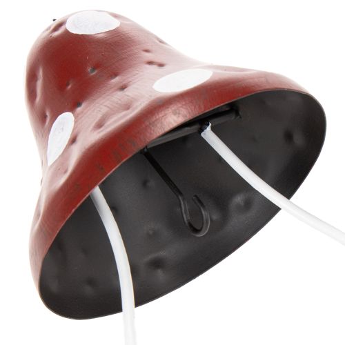 Itens Comedouro de metal, com desenho de amanita muscaria, para pendurar, vermelho e branco, 25,5 cm