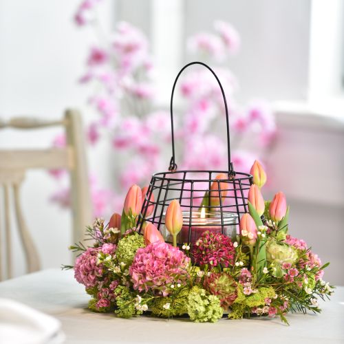 Itens Lanterna de jardim com lanterna de vidro preta Ø20cm H18,5cm