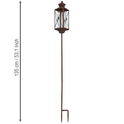 Itens Lanterna de jardim, decoração em metal, com aspecto enferrujado, 12 cm x 12 cm x 135 cm