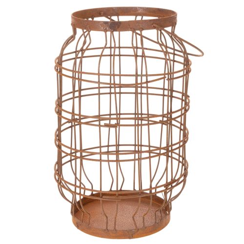 Lanterna de jardim, metal, acabamento enferrujado, alça, estilo vintage, Ø19,5 cm | Floristik24.pt