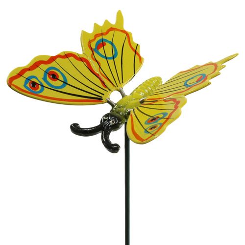 Floristik24 Borboleta em palito 17cm amarelo