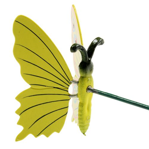 Floristik24 Borboleta em palito 17cm amarelo