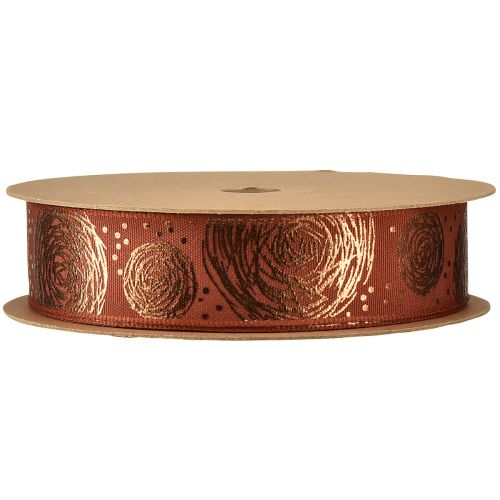 Itens Fita para presente com fita decorativa de rosas douradas vermelho marrom 25mm 15m