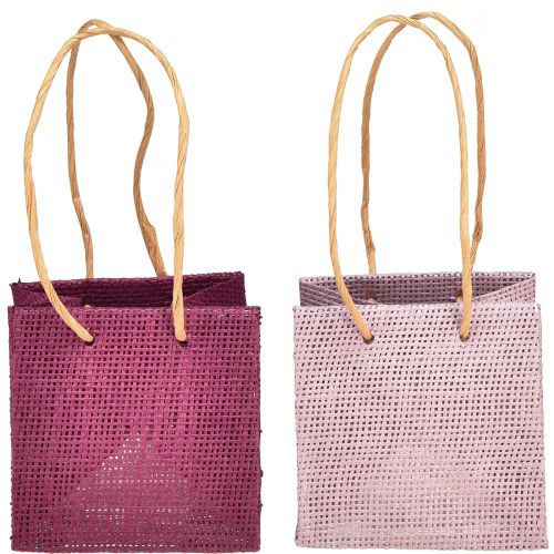 Itens Saco de presente com alças em rosa bordô 10,5 cm 8 un.