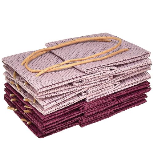 Itens Saco de presente com alças em rosa bordô 10,5 cm 8 un.
